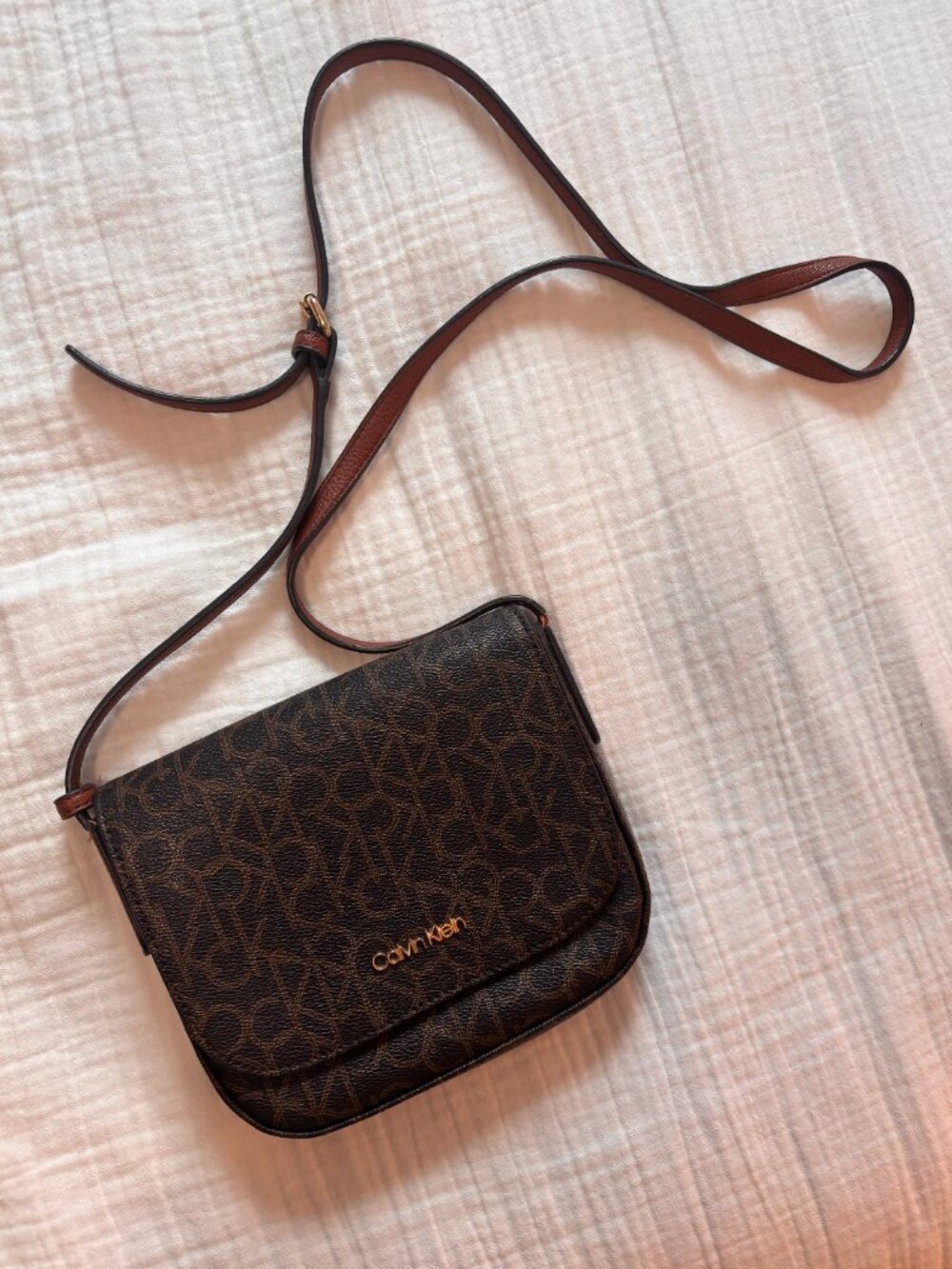 Calvin Klein Monogram Flap Crossbody Bag